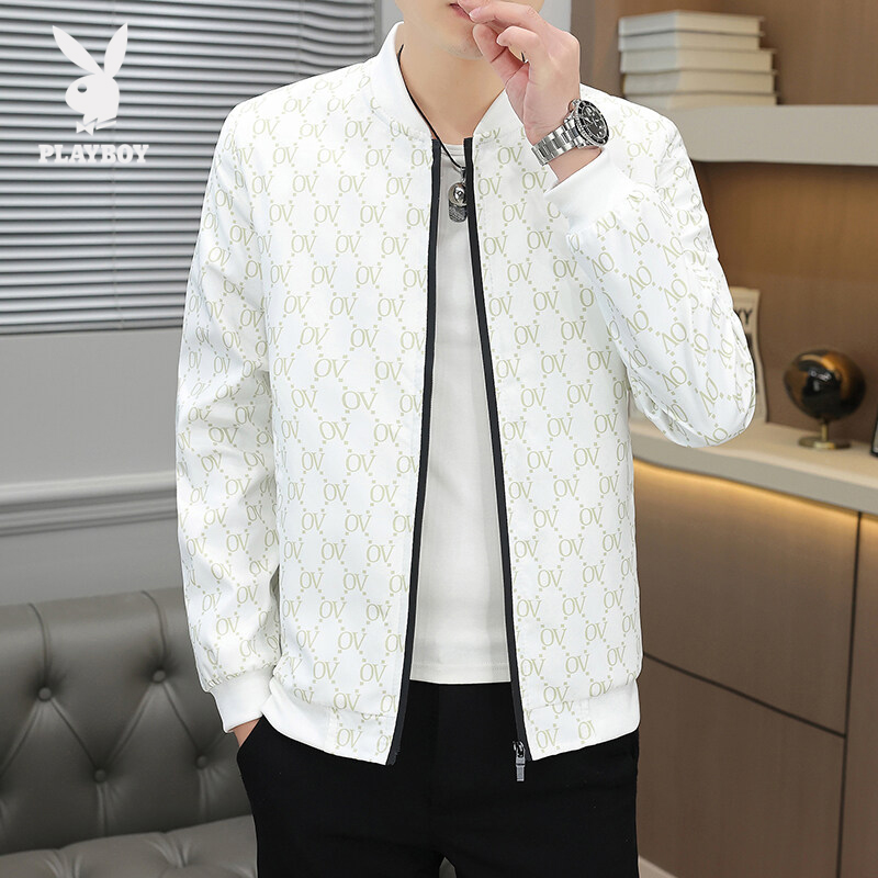 花花公子男士2025春秋新款青年夹克外套上衣时尚棒球服修身百搭潮