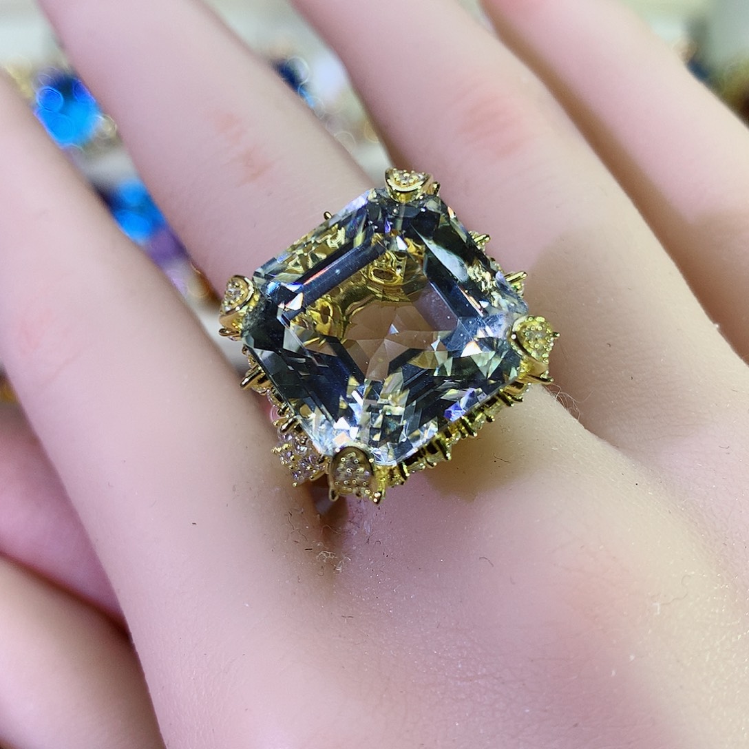 托帕石戒指银S925镶嵌