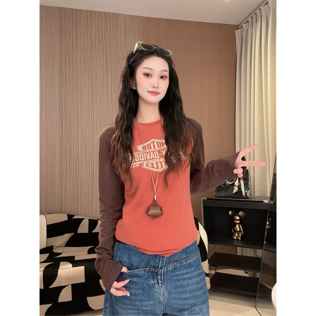 ANGEL HUE-秋冬慵懒减龄休闲时髦显瘦小众单里打底长袖10151