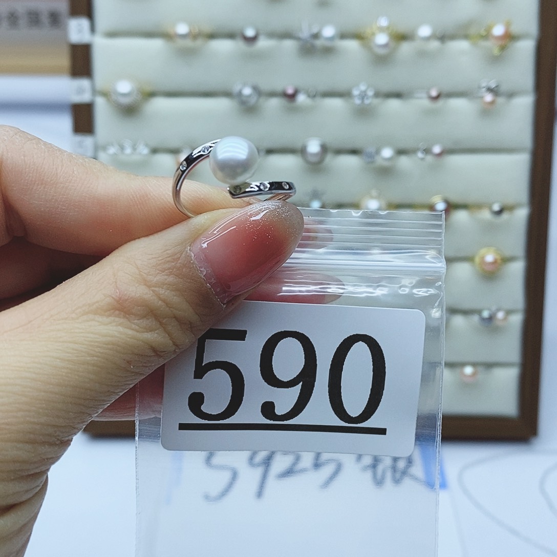 淡水珍珠戒指银S925镶嵌590