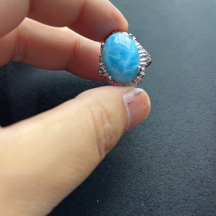 针钠钙石（海纹石）未镶嵌颈饰戒指