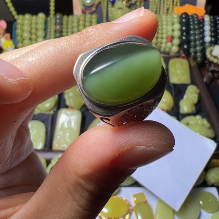 和田玉（碧玉）银S925镶嵌颈饰