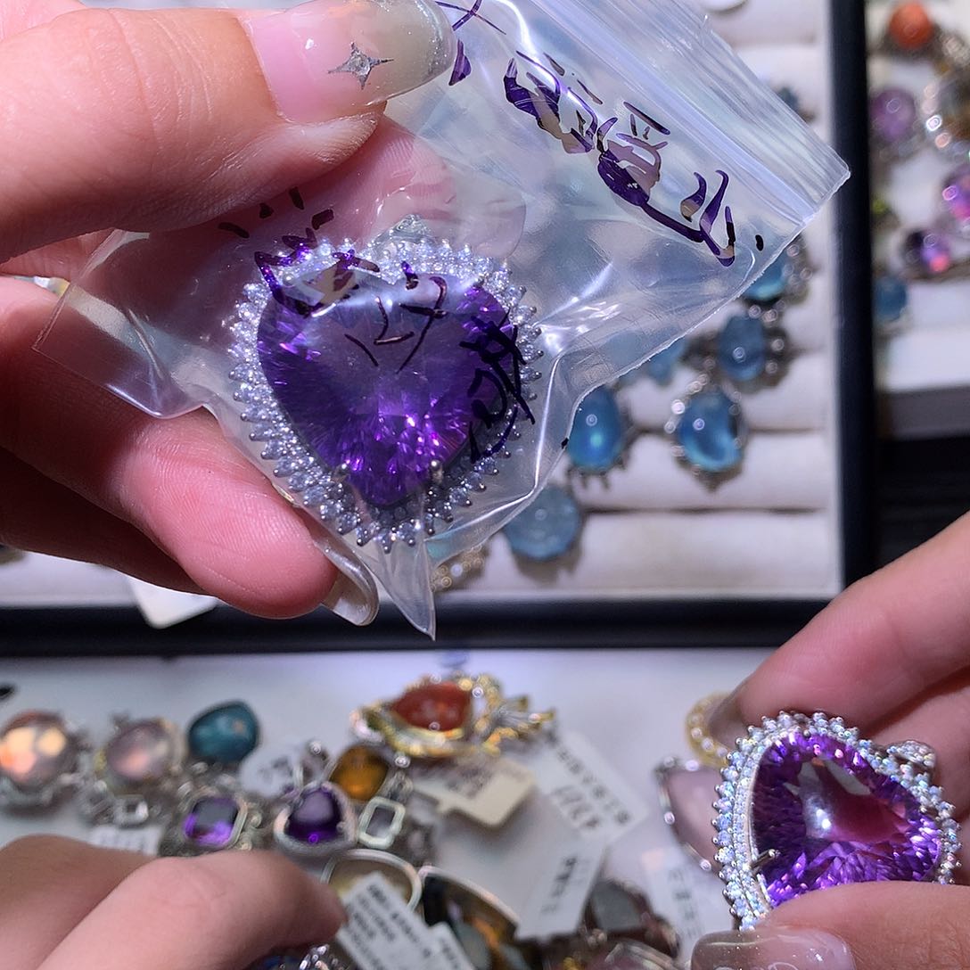 芙蓉石戒指银S925镶嵌