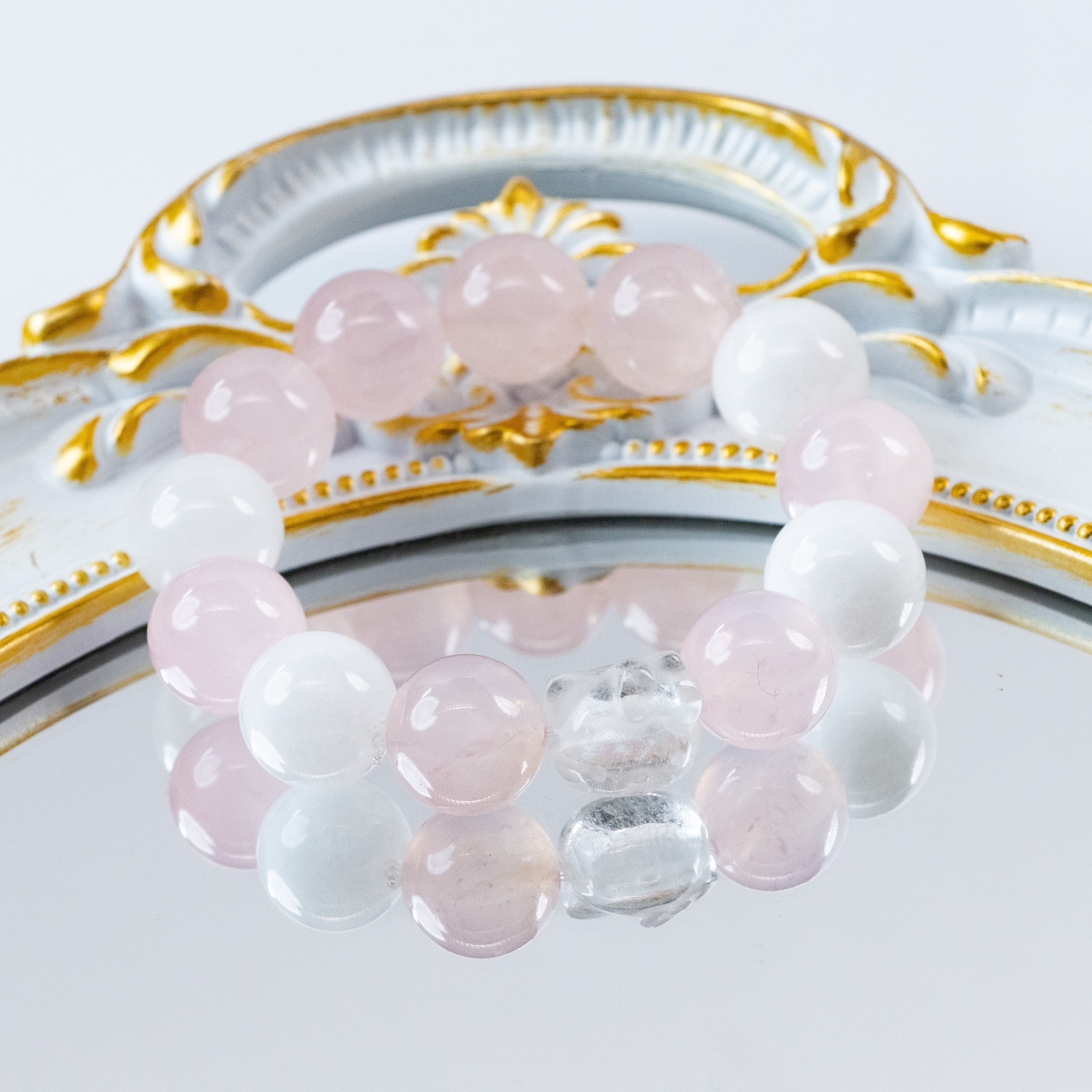 （蜜桃）天然雪花白幽灵搭配白水kt猫粉水设计少女心十足水晶