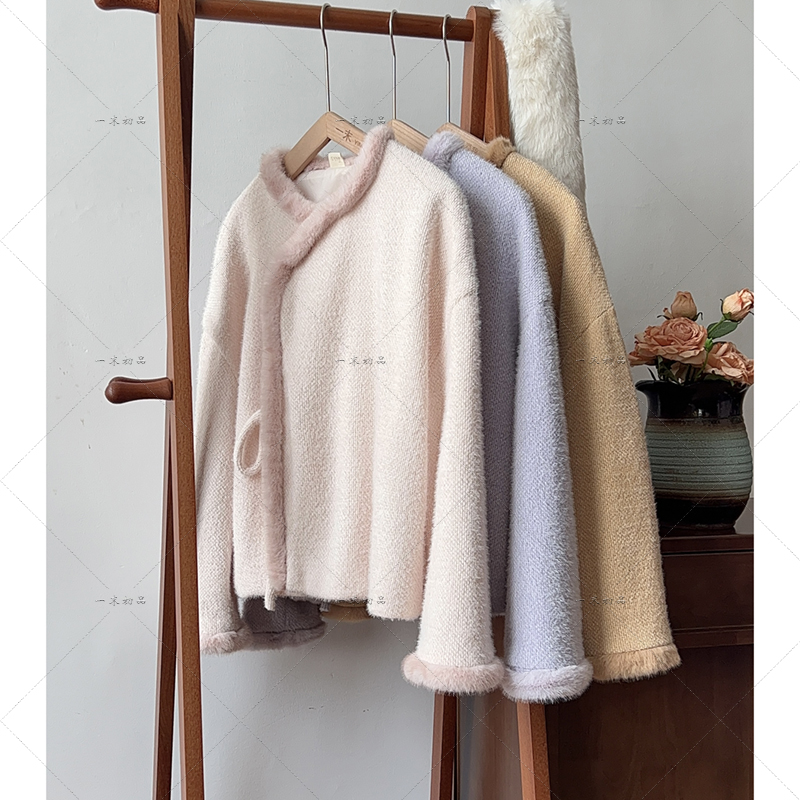 5378《紫颂》原创国风高级感毛边长袖外套简约百搭文艺上衣女