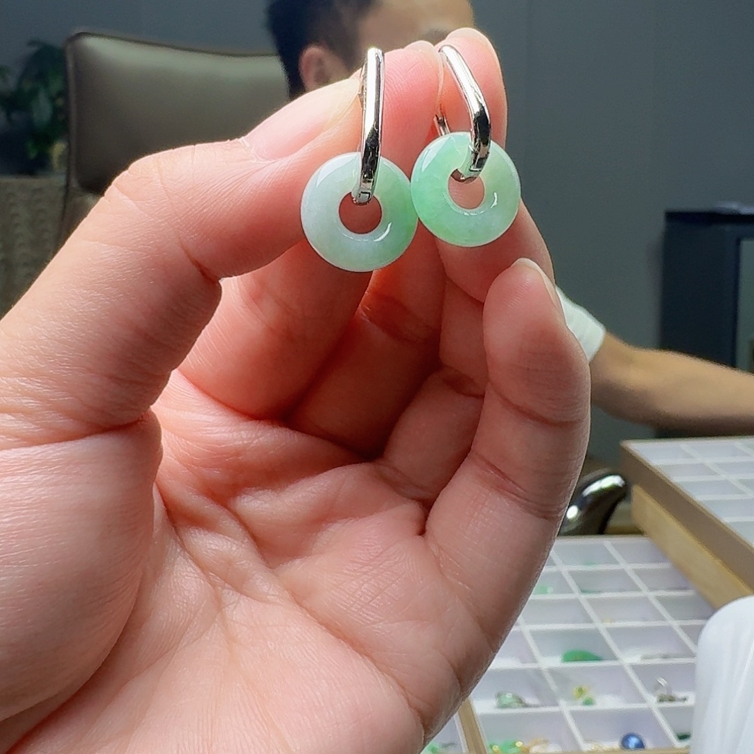 翡翠银S925镶嵌耳饰多样性发货其一