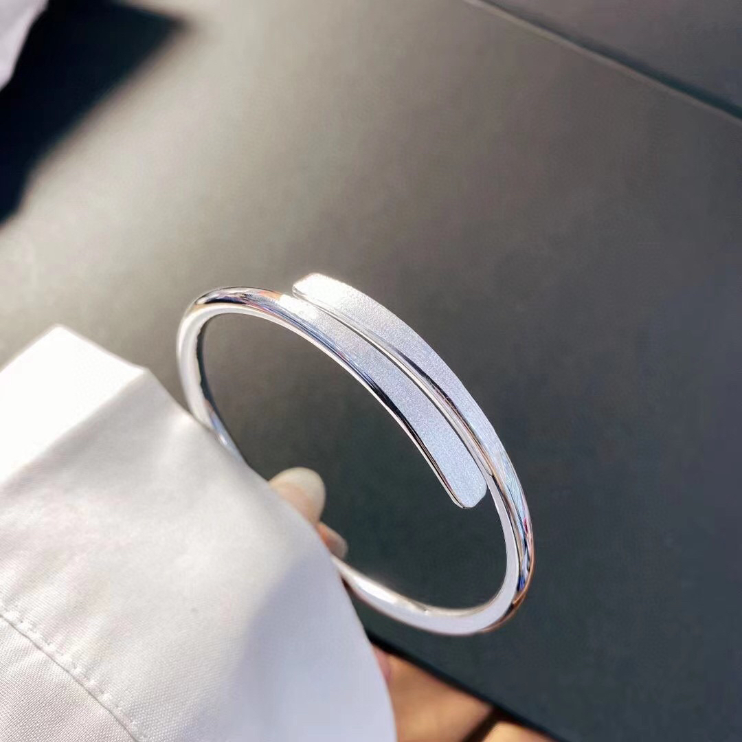 足银手镯 实拍29克银大福足银999.9光面素圈手镯纯银拉丝交叉磨砂