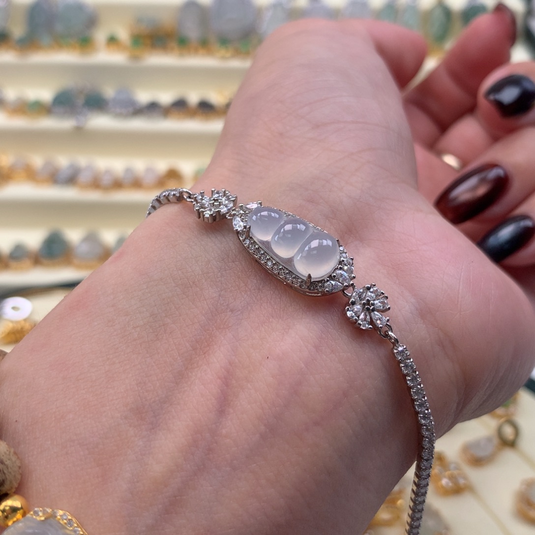 翡翠银S925镶嵌颈饰手链