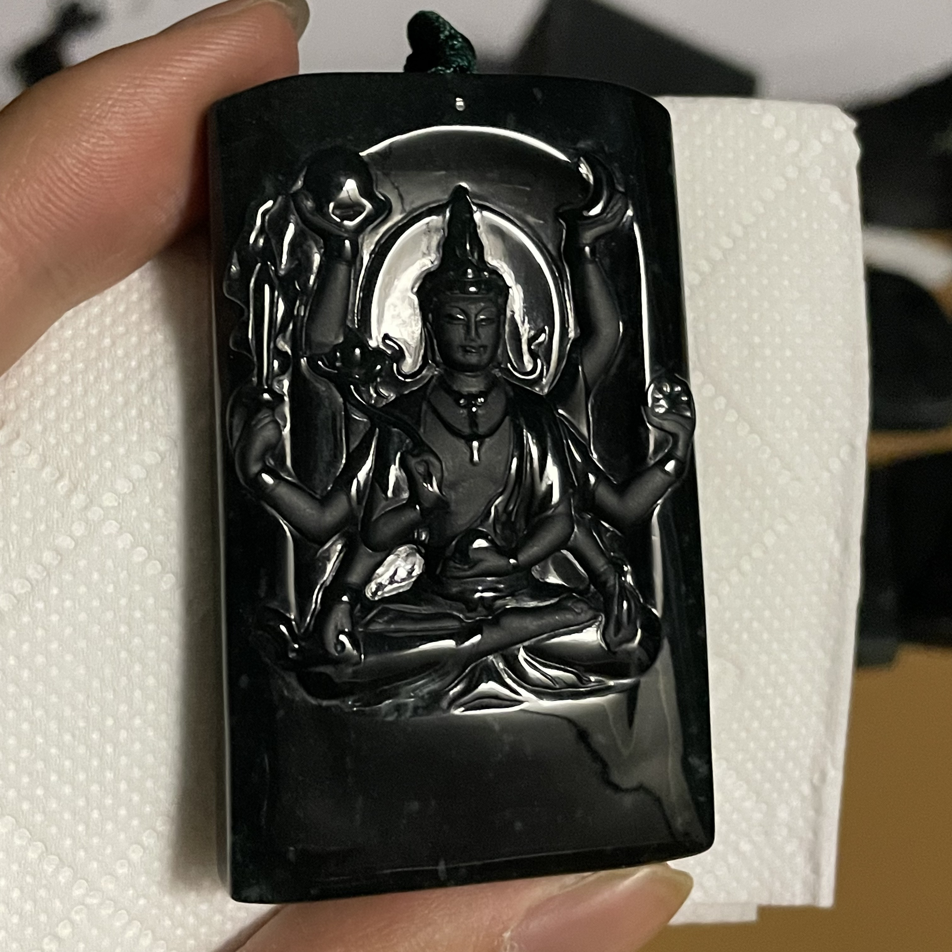 天然翡翠a货 千手观音菩萨玉坠n3