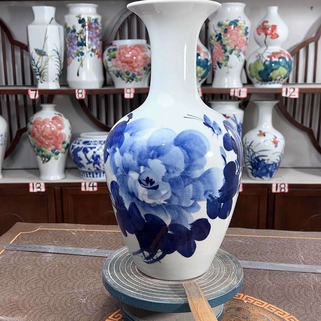 摆件景德镇陶瓷棒青牡