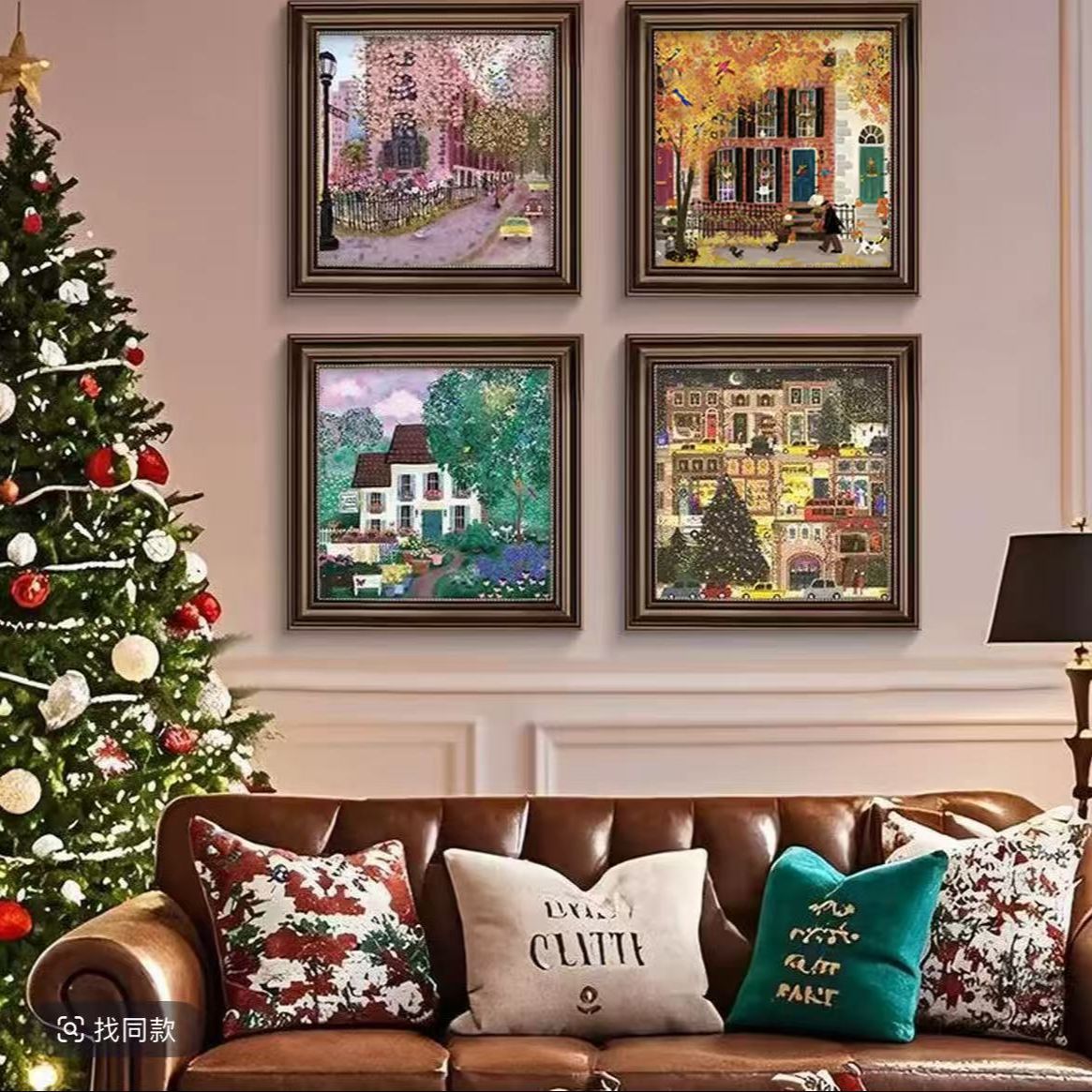 春夏秋冬四季美式欧风餐厅玄关背景墙挂画Y02-40-40*4