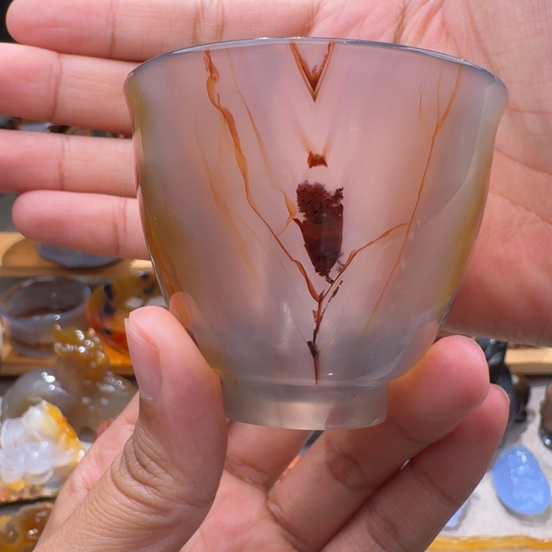 玛瑙/玉髓玛瑙茶杯70毫升未镶嵌