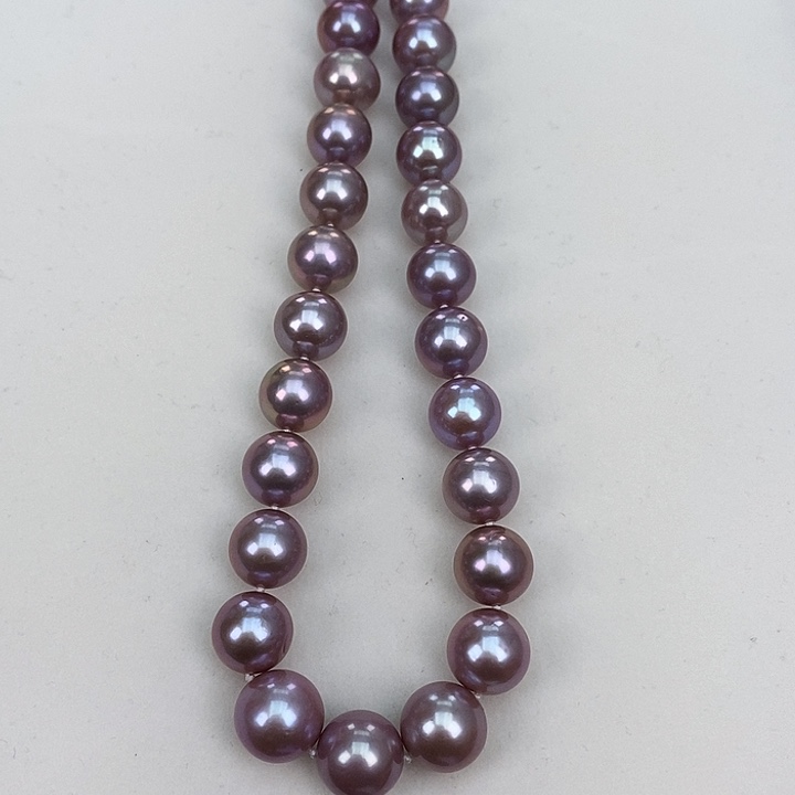 淡水珍珠颈饰银S925镶嵌10-11.5正圆炫彩紫珠