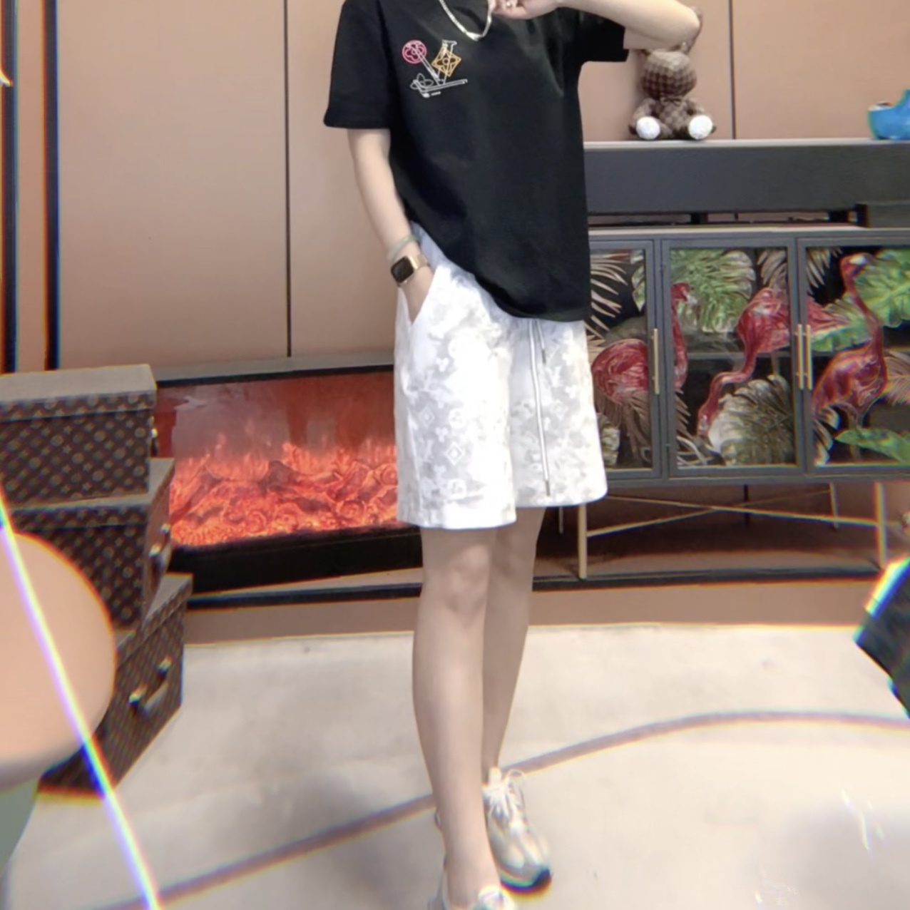 【酷感墨韵短裤】新款时尚花纹卫裤短裤男女通穿潮搭必备百搭夏季