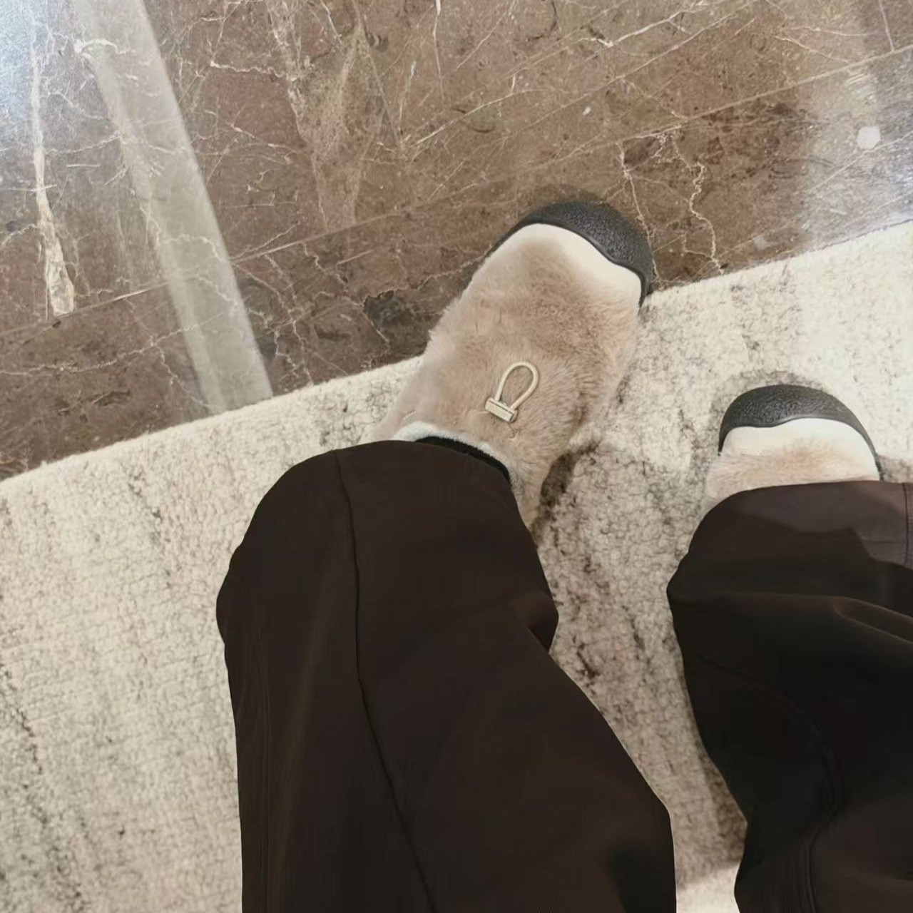 MIDOO ZNNZ 秋冬牛反绒保暖针织毛舒适一脚蹬毛毛鞋外套