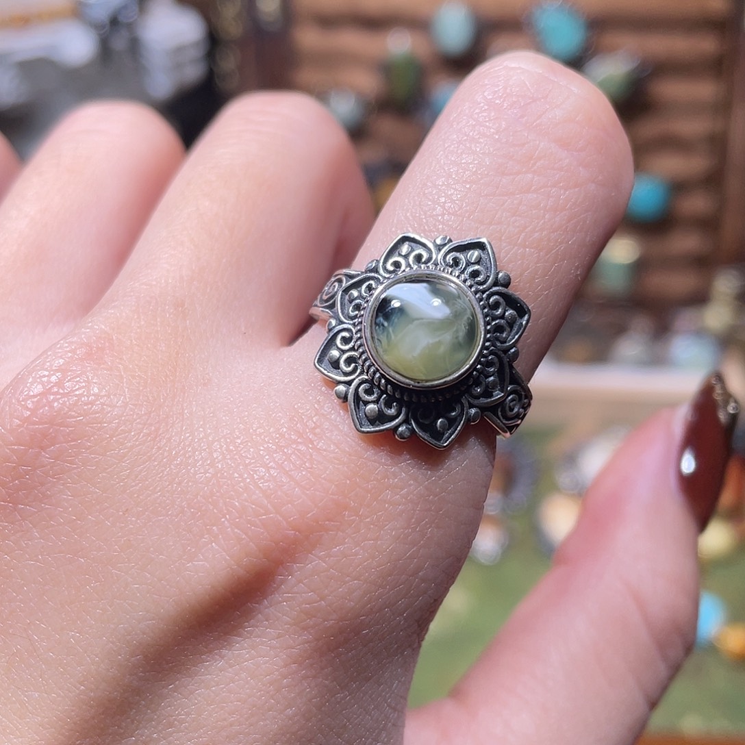 琥珀银S925镶嵌戒指