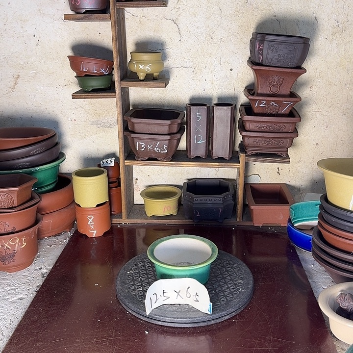 紫砂花盆，手工制作