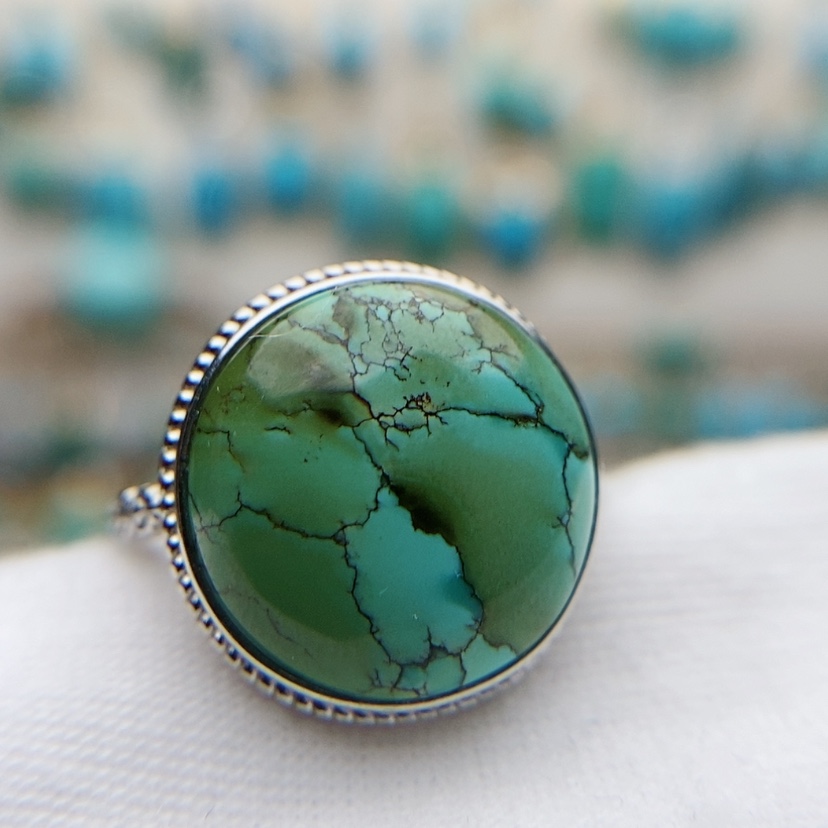 【闪购商品】银S925镶嵌绿松石珠宝奇石