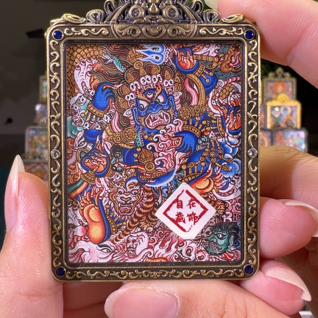 吊坠吟*大黑天热贡纯手绘唐卡