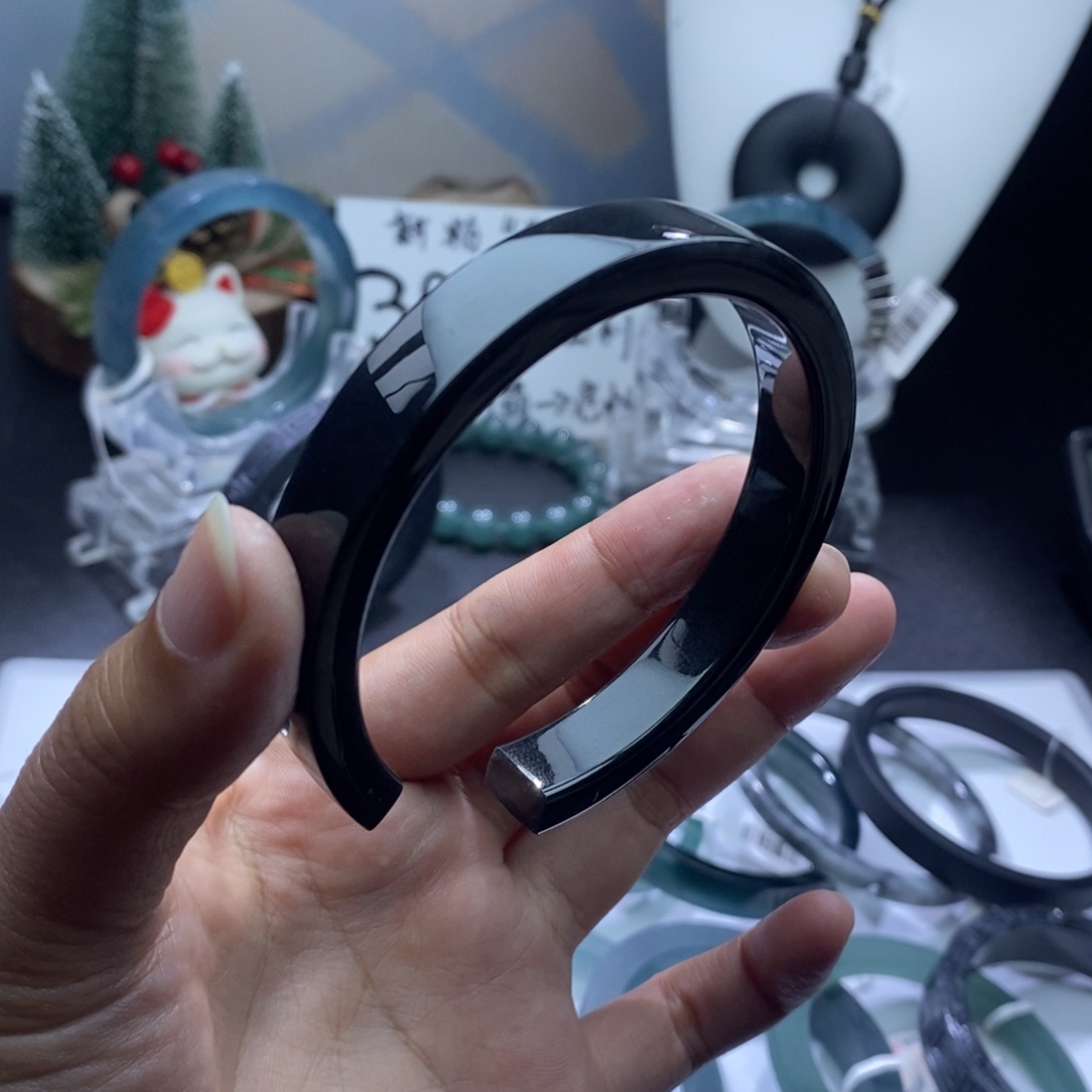 定制翡翠未镶嵌成品买断开口亮面黑乌鸡62