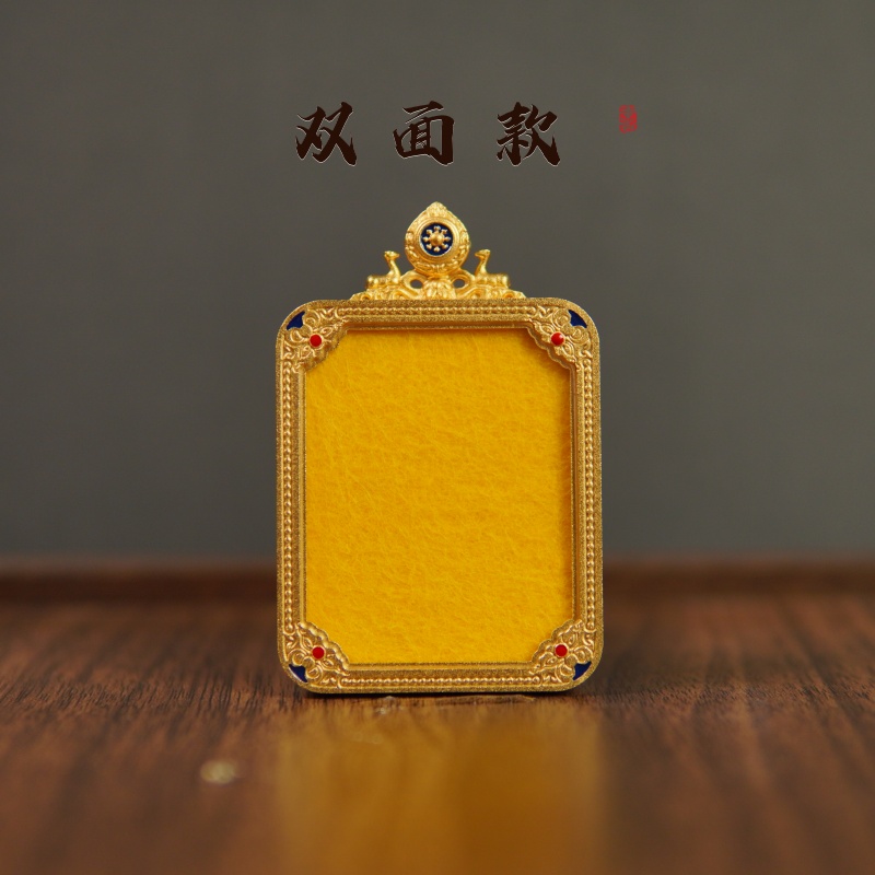 双鹿听课唐卡嘎乌盒 唐卡外壳钛钢材质 高保色扎基拉姆唐卡