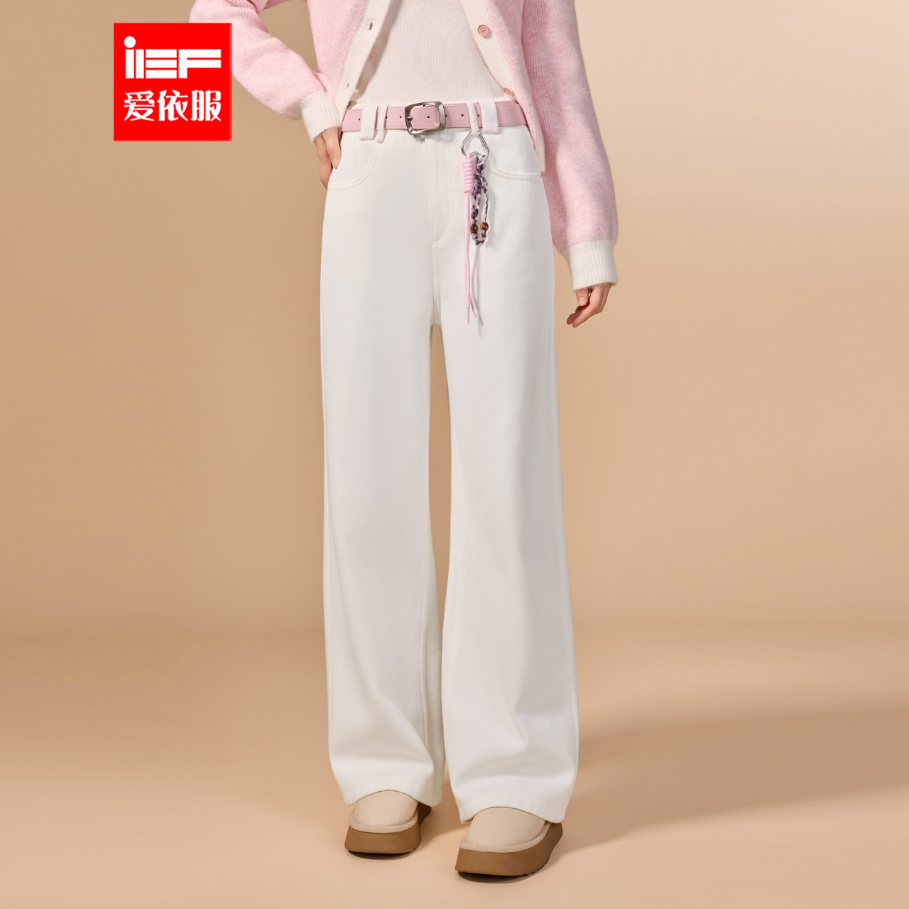 IEF/爱依服2025新款冬季加绒加厚百搭不臃肿时尚牛仔直筒裤