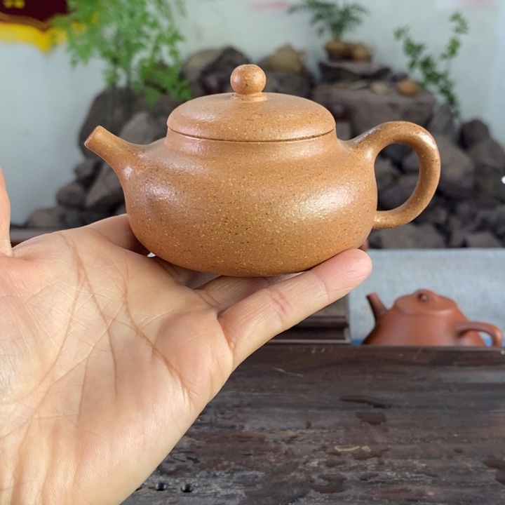 紫砂茶壶黄降坡柿圆140左右的容量半手
