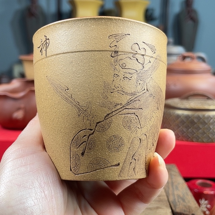 茶杯紫砂钟馗杯口沿磕碰