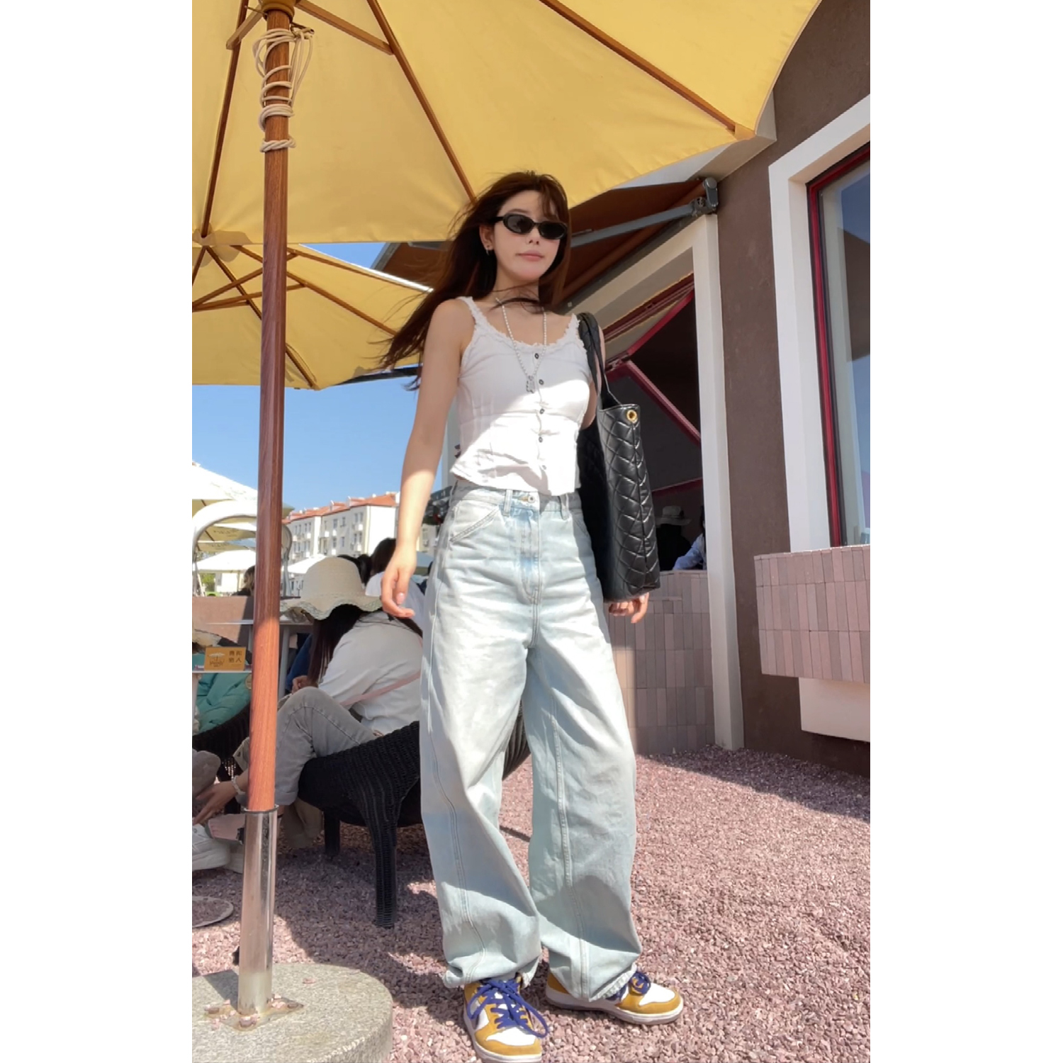 DYANGJUN【4月20号10:00AM 吊带】木耳花边白色吊带小众无袖上衣