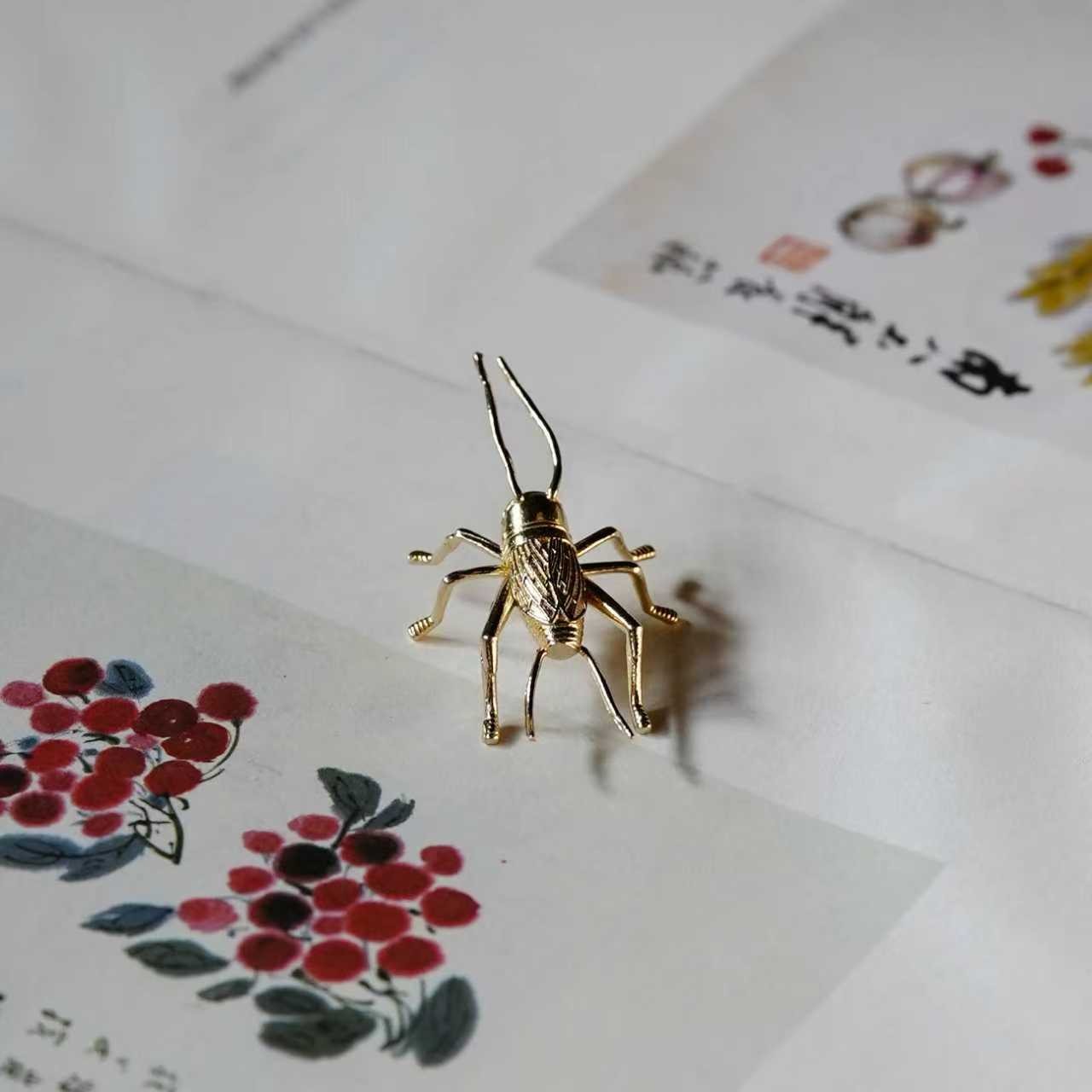 实心纯铜蟋蟀蛐蛐摆件黄铜茶宠昆虫童个性收藏