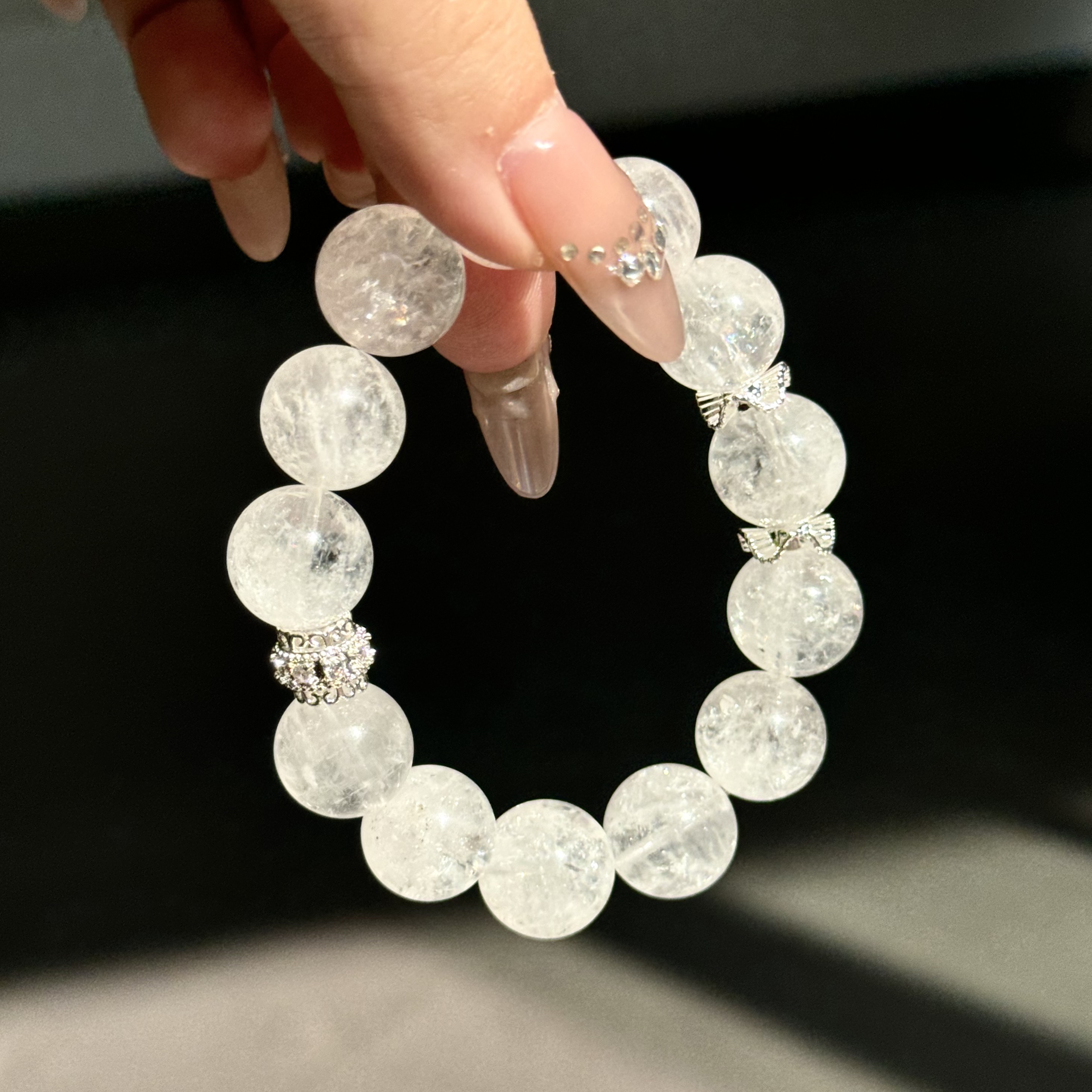 天然水晶暴风雪白阿塞手串 多样性发一Z165