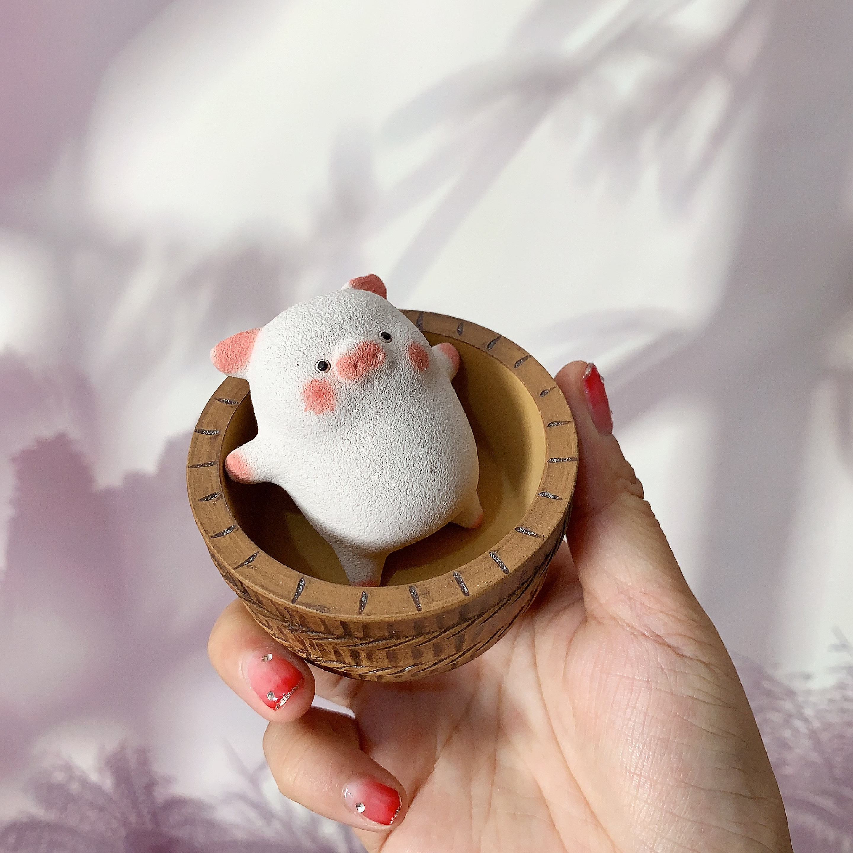 泡澡小猪紫砂茶宠摆件