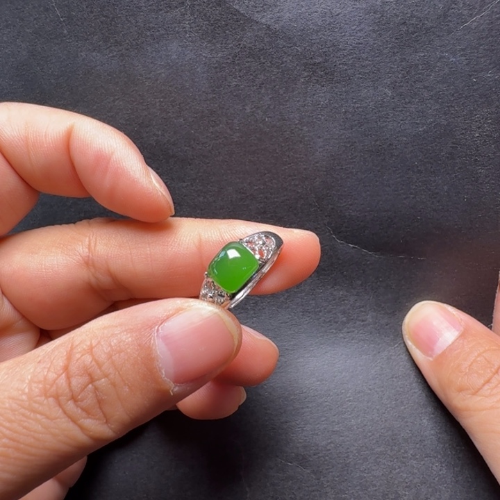 和田玉（碧玉）银S925镶嵌戒指