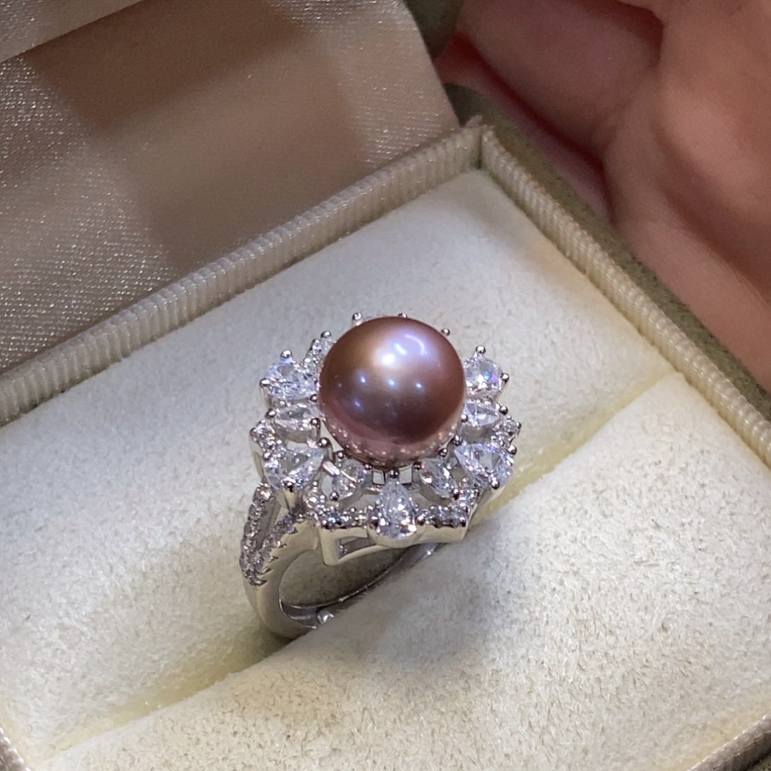 淡水珍珠戒指银S925镶嵌微瑕