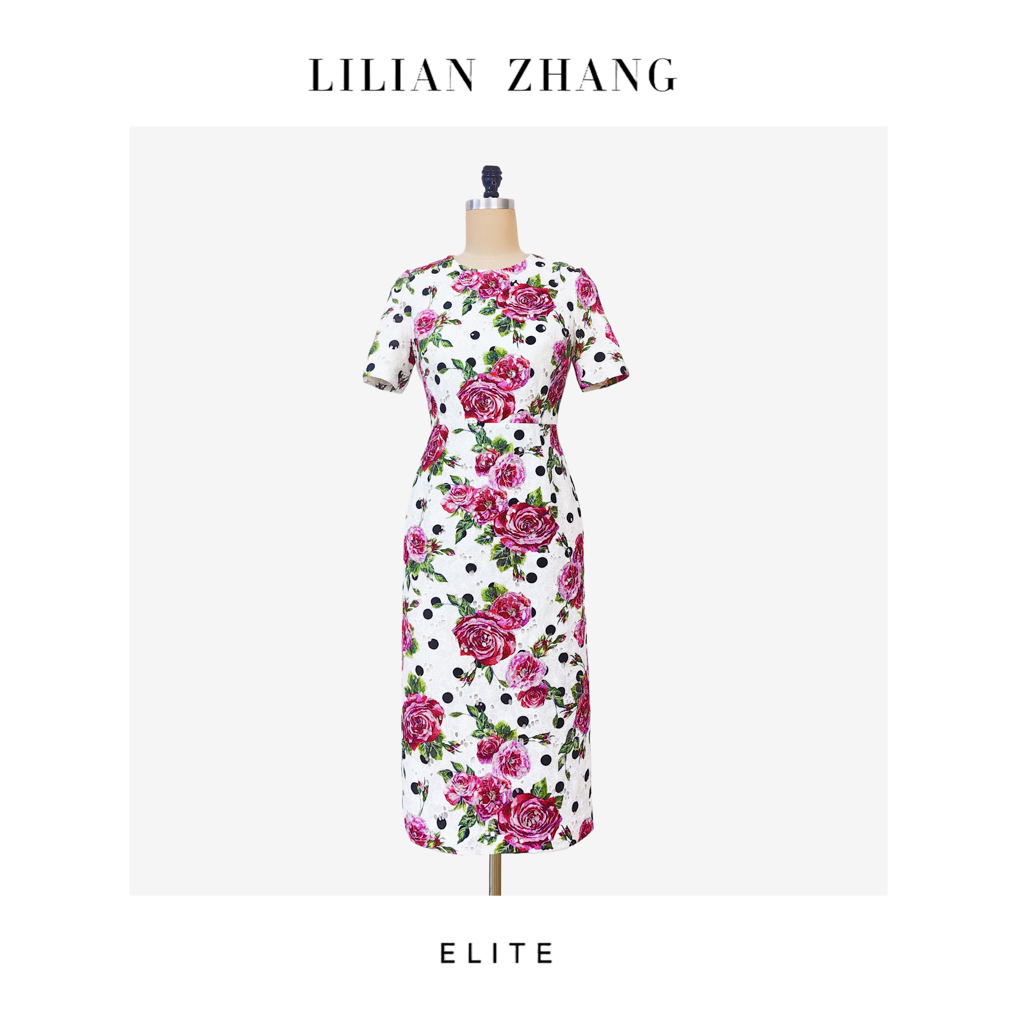 定制-静奢风-“巴黎简奢、晨玫邂逅”法式刺绣玫瑰短袖连衣裙2501149