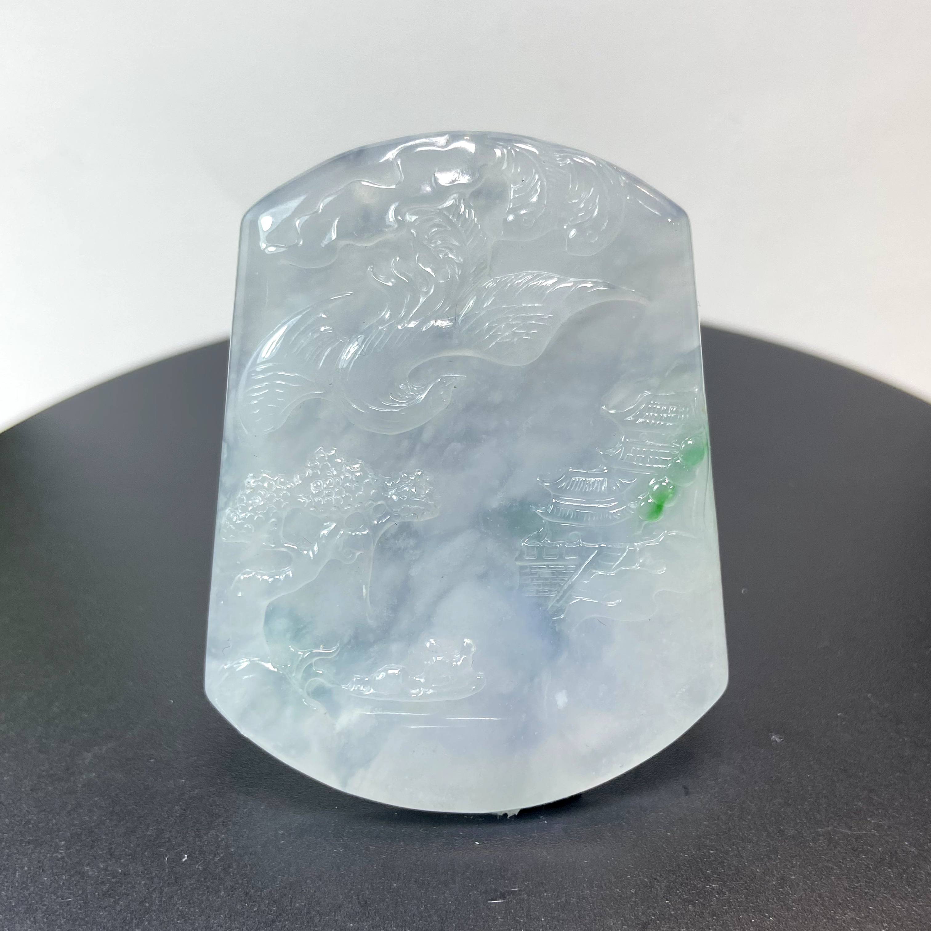 RX22天然缅甸A货翡翠冰胶山水方牌/030617/北京中保拍卖