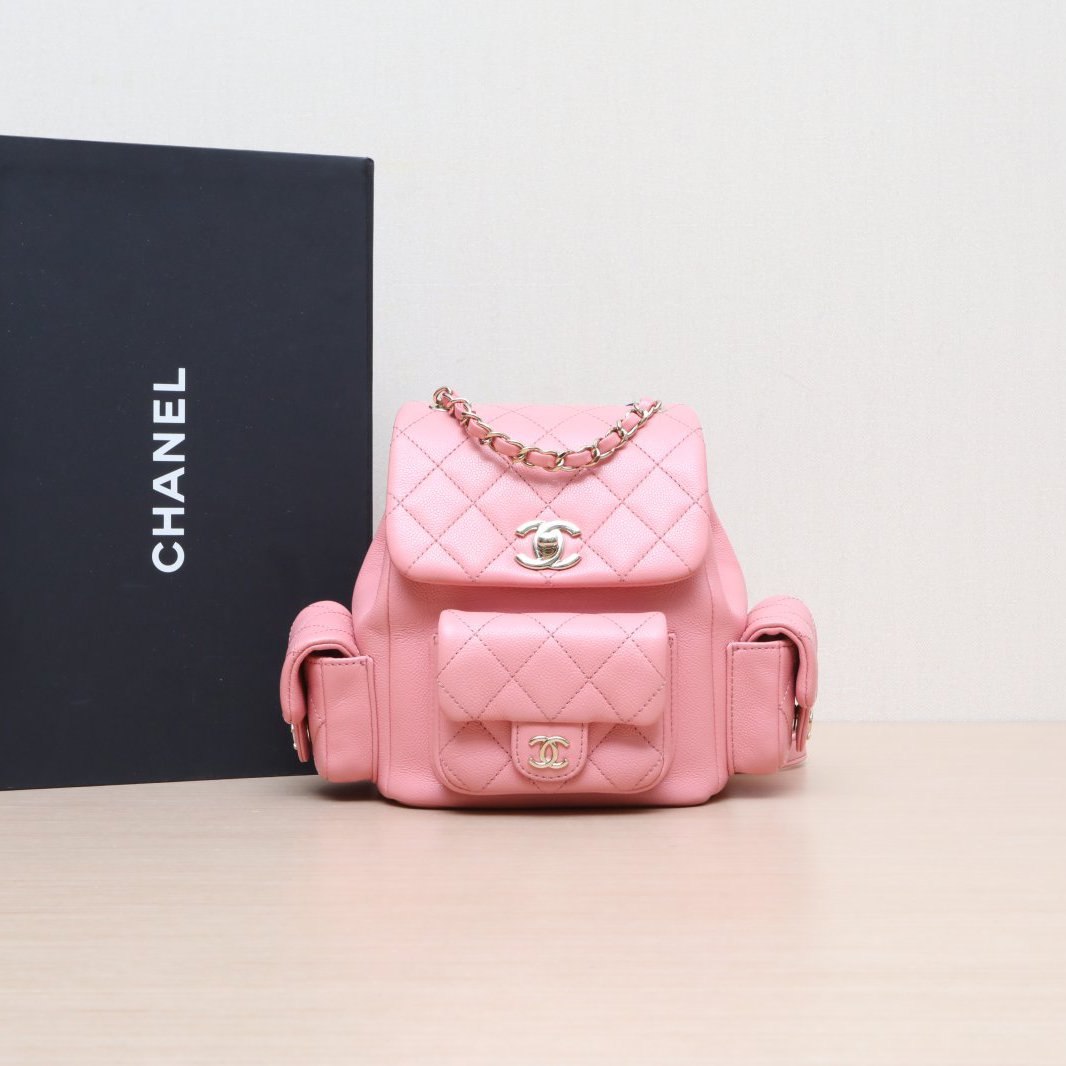 99新 Chanel/香奈儿 双肩包 小号 18粉色芯片开 P205844298