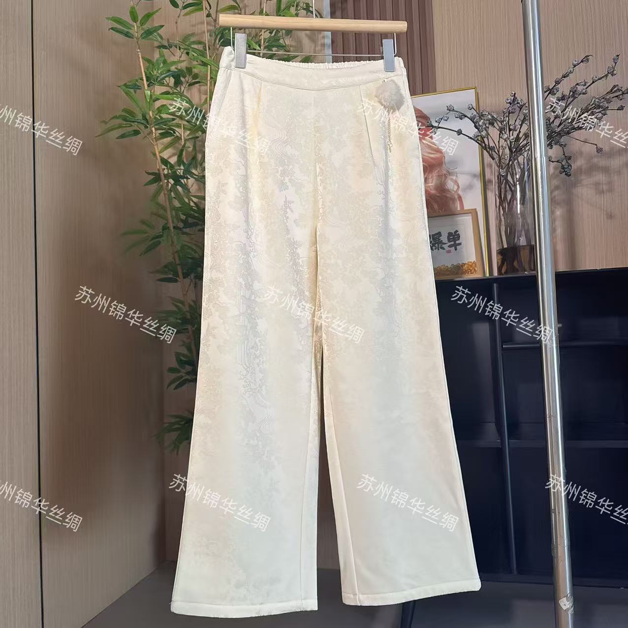 【皇后提花裤】中式国风缎面提花加绒加厚高级时尚女士休闲裤长裤