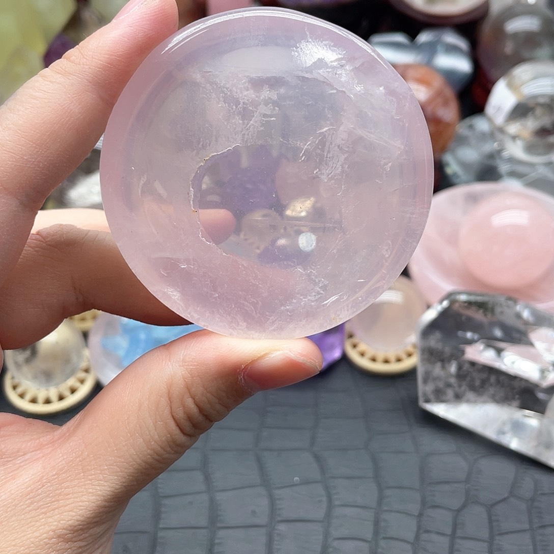 未镶嵌水晶珠宝半成品26（粉水晶盘子）