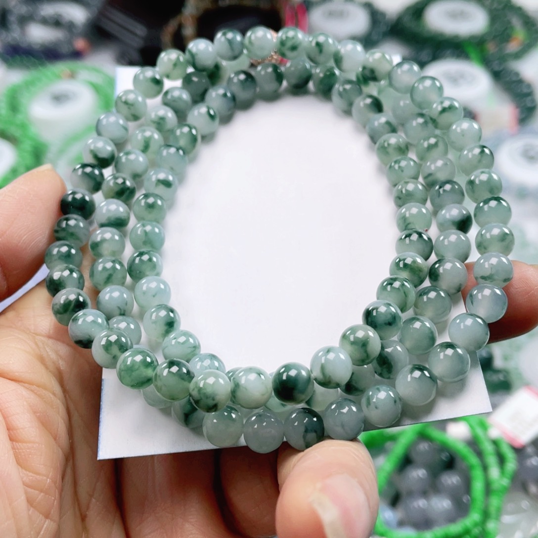 翡翠戒指未镶嵌天然翡翠项链6.5mm