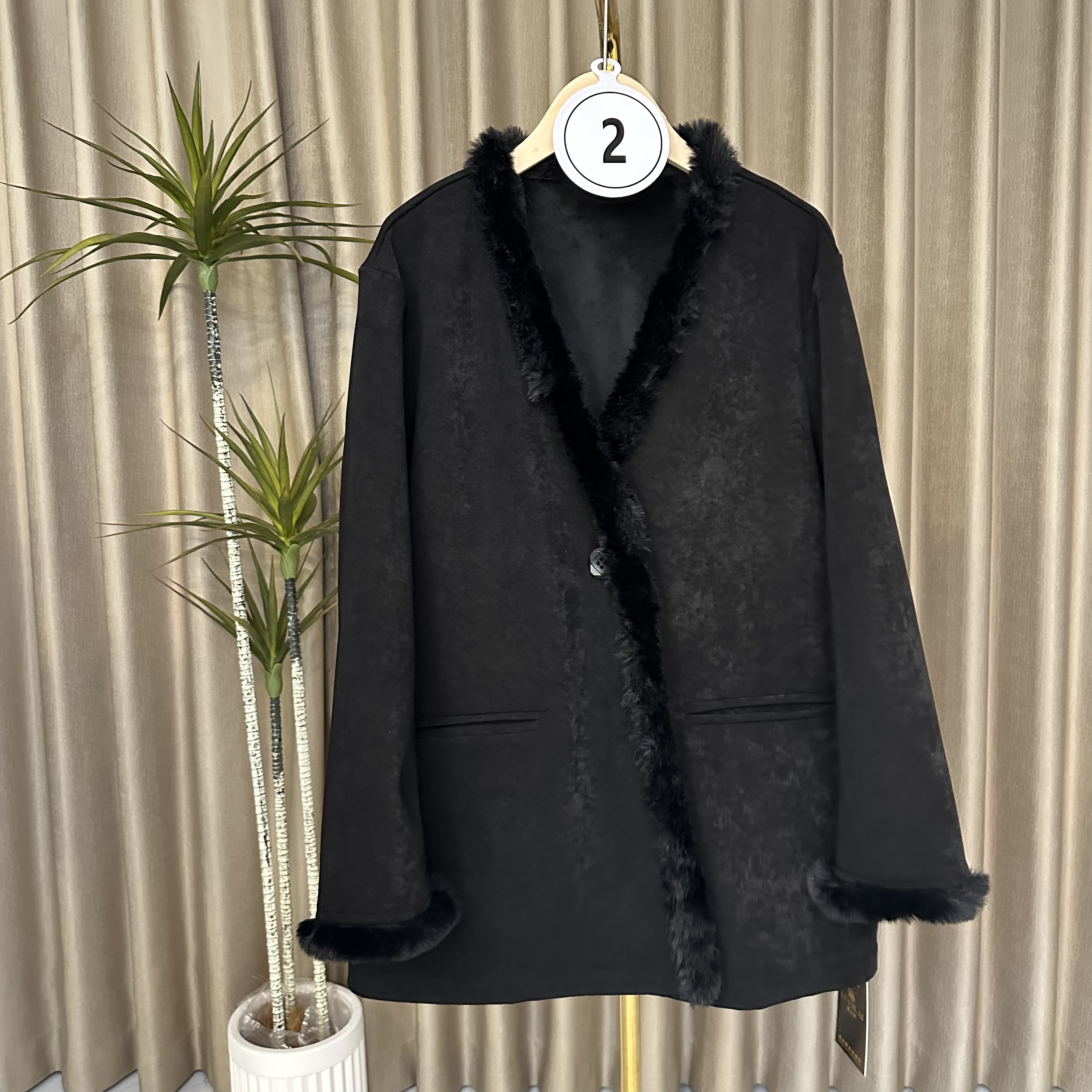 【002】秋季慵懒风冬季不规则领女短外套设计师轻奢气质