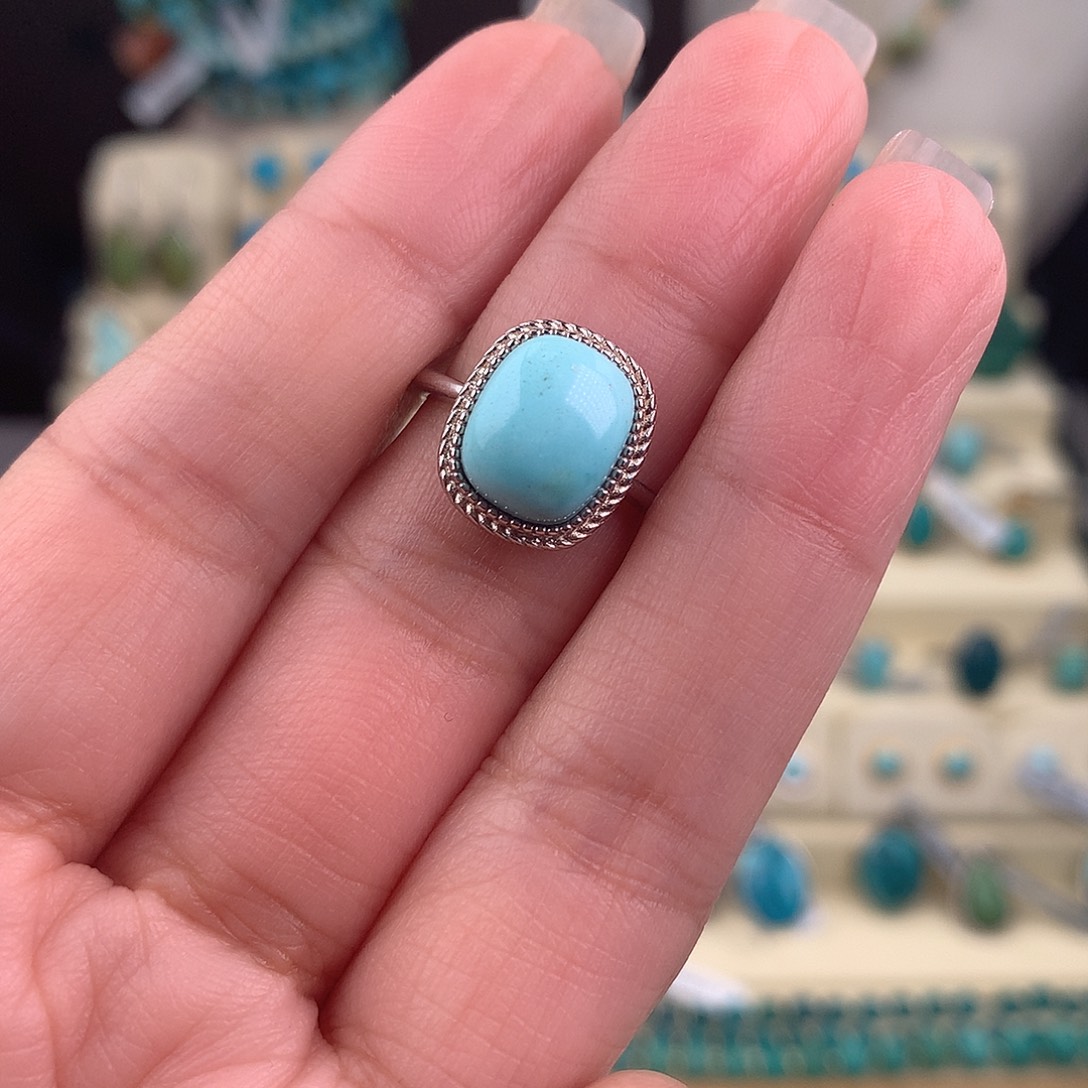 绿松石银S925镶嵌戒指