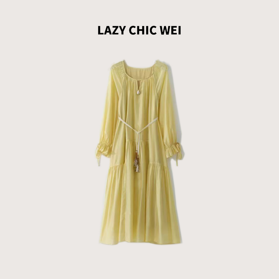 LAZY CHIC WEI 巴厘岛莱赛尔天丝混纺海螺度假风连衣裙 25SSW1186