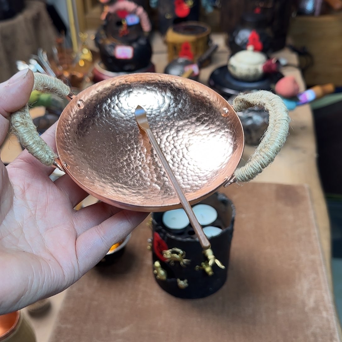 盖碗紫铜烤茶锅12厘米