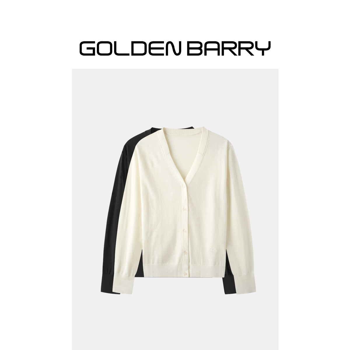 GOLDENBARRY|  241093显瘦休闲气质V时尚领羊毛简约百搭开衫小众