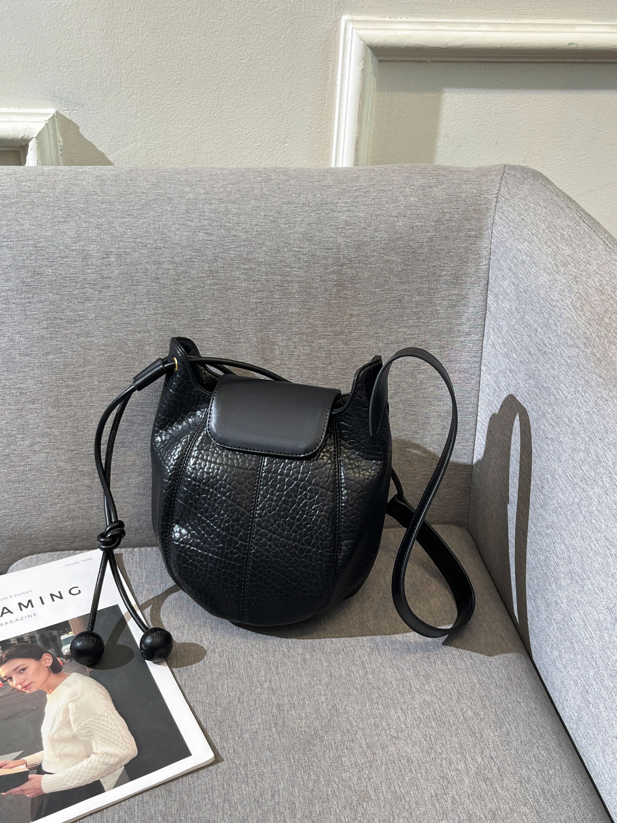 【蟹老板优选】新款时尚百搭女包单肩包2099-2#高级黑