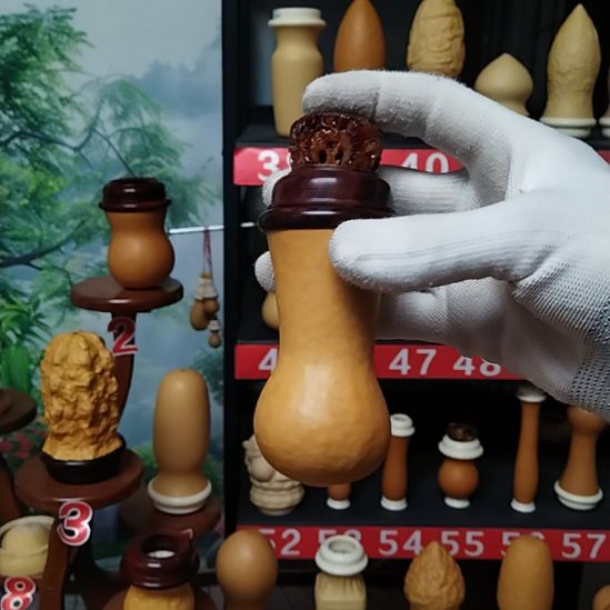 珠***杰本长葫芦花梨木口盖树脂半高蒙心送食勾