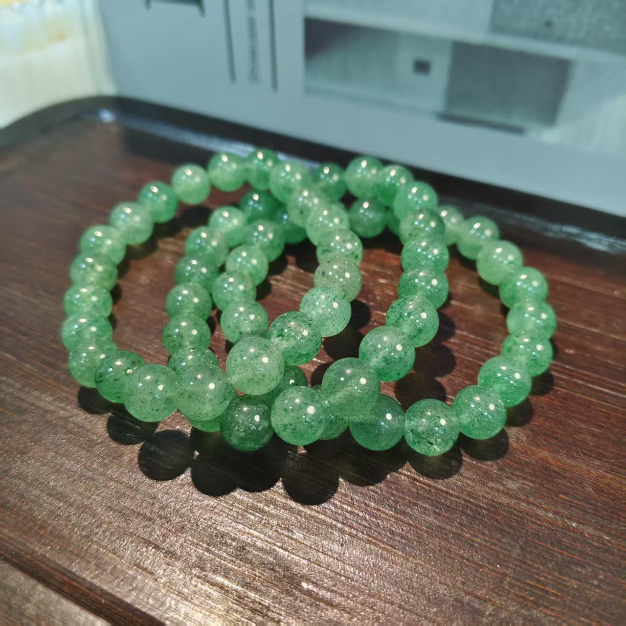 【书记甄选】天然绿草莓晶单圈手链 多样性发一件 约9mm 6687CK