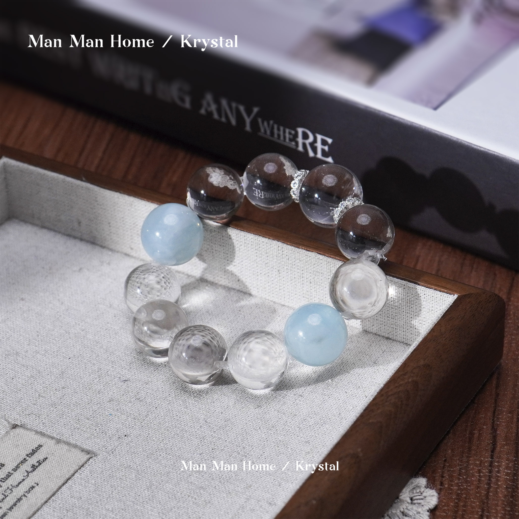 MMJ700【海公牛】满满家天然白水晶牛鼻孔水晶手链多样性发货发其一