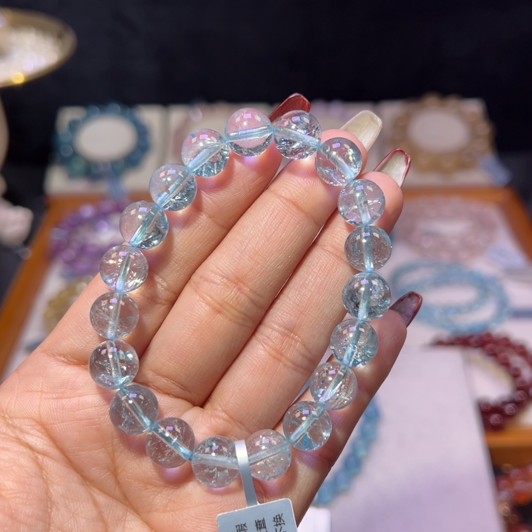 托帕石手链未镶嵌蓝托帕9.8m m